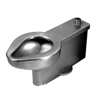 Rear flush toilet built for easy access in security environments without a mechanical chase.