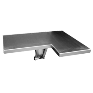 The Willoughby FSS-Series Folding Shower Seat is a fabricated stainless steel accessory.