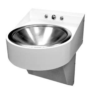 Ligature-Resistant Backsplash-Mounted Faucet Stainless Lavatory