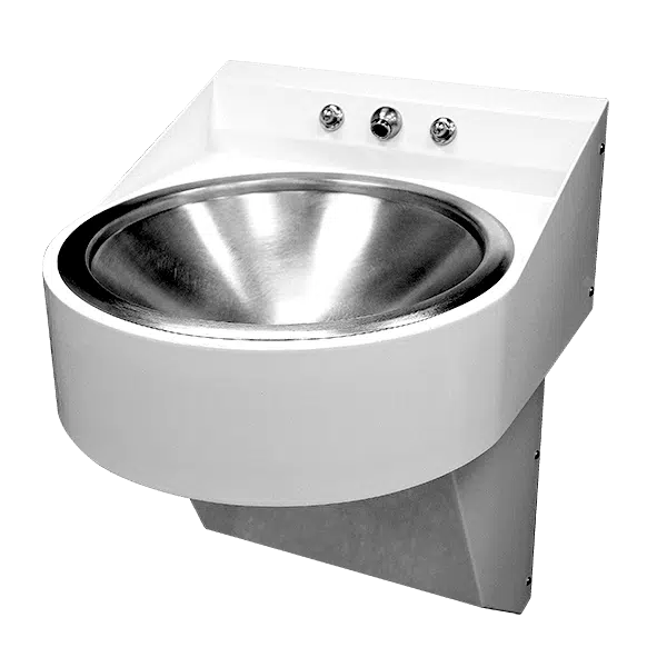 Ligature-Resistant Backsplash-Mounted Faucet Stainless Lavatory