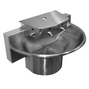 Three-Station Half Round 42″ Stainless Steel Washfountain