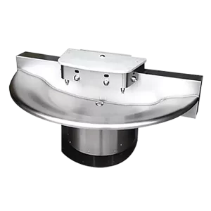 Three-Station Half Round 54″ Stainless Steel Washfountain